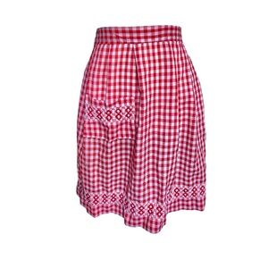 Vintage 1950 Hand Stitched Red Gingham Apron